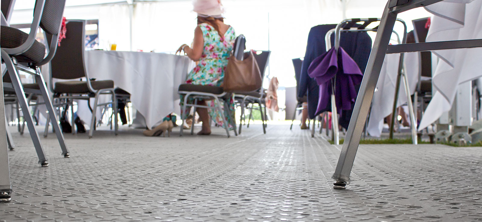 FastDeck 1.0 used as a floor for a tent event at a derby.